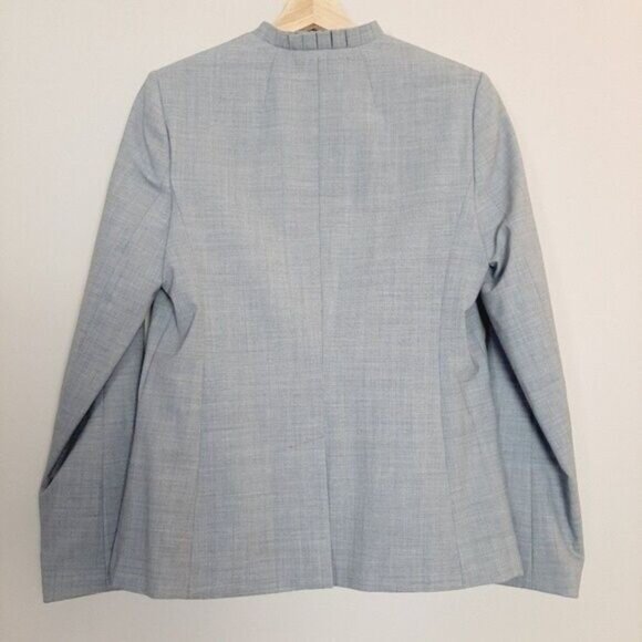 BANANA REPUBLIC Long & Lean Blazer Light Grey Ruffle Sz 6 - Picture 6 of 8